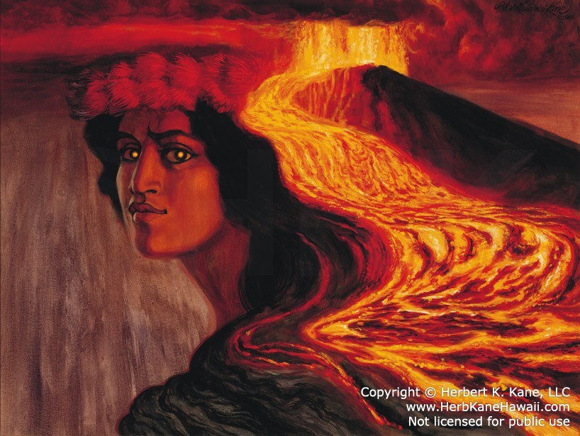 Herb Kane poster, Pele Goddess – Volcano Art Center