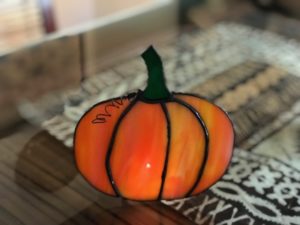Pumpkin candle holder stained glass