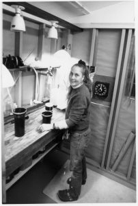 Dina Kageler in action in her personal dark room in the 1990s