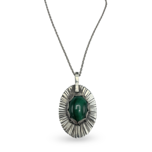 Necklace, Sterling Silver w/Malachite by Stone O'Daugherty