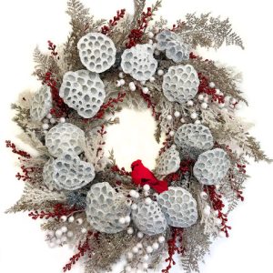 Cardinal Celebration, Dry Wreath by Lanaya Deily