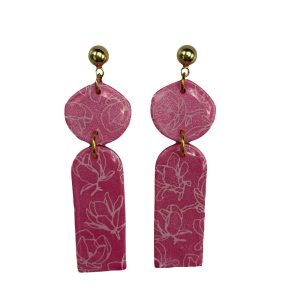 Hot Pink Lehua, Earrings by Sarah Talich