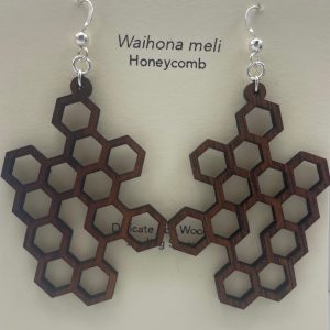 Honeycomb, Koa Wood Earrings by Erin Datlof