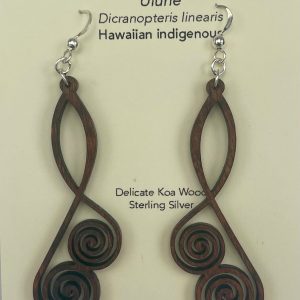 Uluhe Fern, Koa Wood Earrings by Erin Datlof