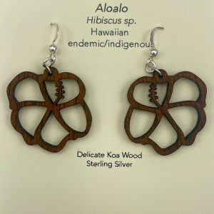 Hibiscus Flower, Koa Wood Earrings by Erin Datlof