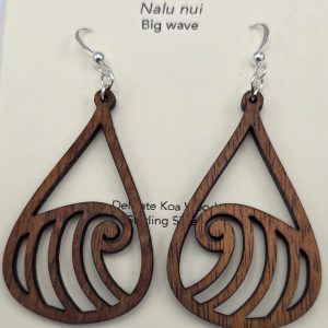 Nalu Nui (Big Wave), Koa Wood Earrings by Erin Datlof