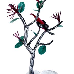 ʻIʻiwi in ʻŌhiʻa, Sculpture by Ernerst & Lois Rich