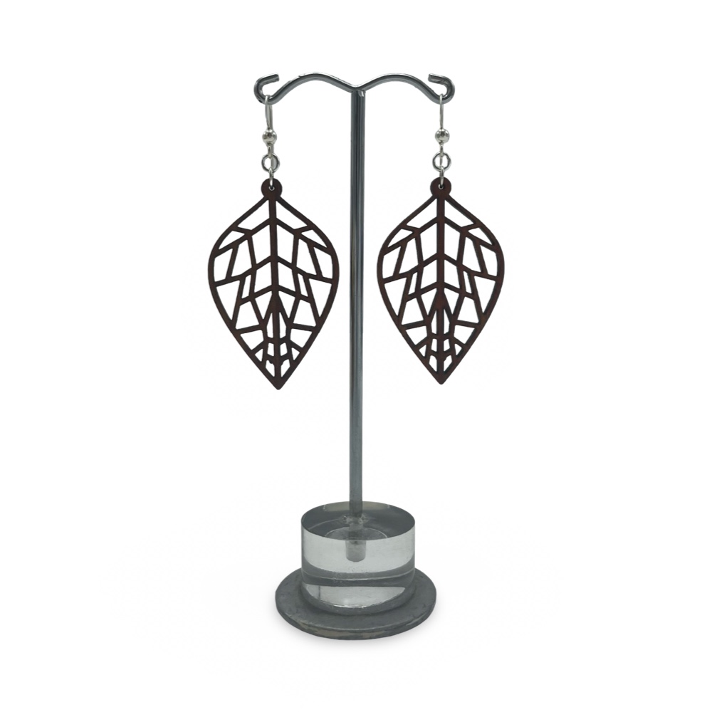Mamaki Leaf, Koa Wood Earrings by Erin Datlof - Image 2