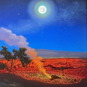 Halemaumau Full Moon, Oil Painting by Thomas Deir