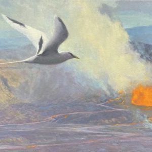 Fly by Koaʻe Kea Over Halemaumau, Oil Painting by Robert Weiss