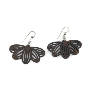 Naupaka Flower, Koa Wood Earrings by Erin Datlof