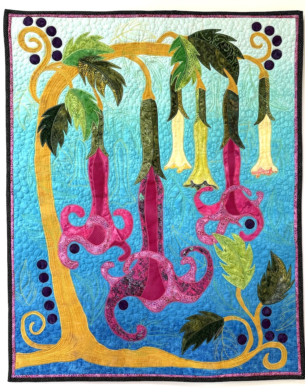 Abstract Angel Trumpets, by Paulette Clayton
