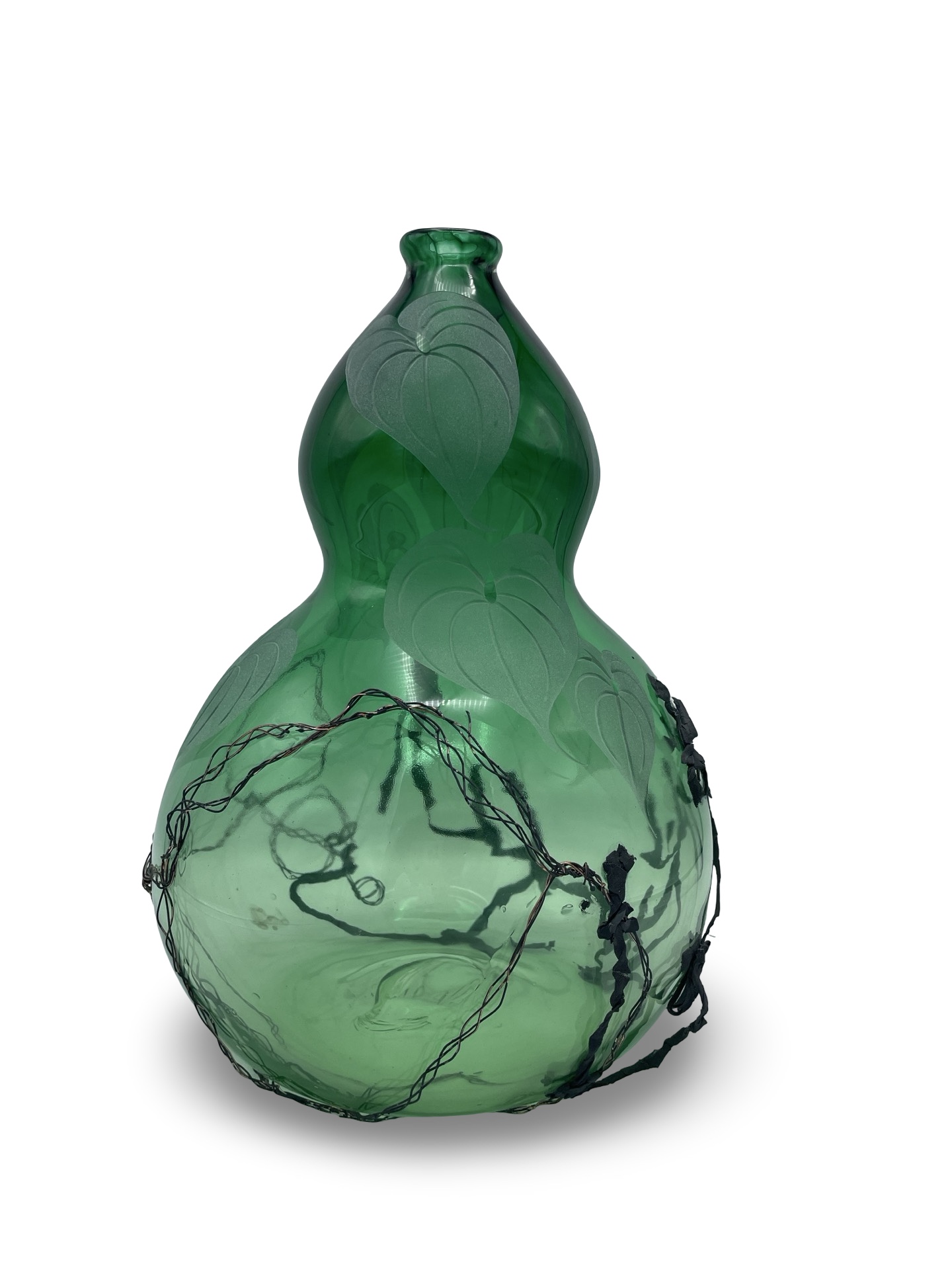 Ipu Heke Copper Weave w/Uhi Leaves Vessel, by Heather Mettler - Image 3