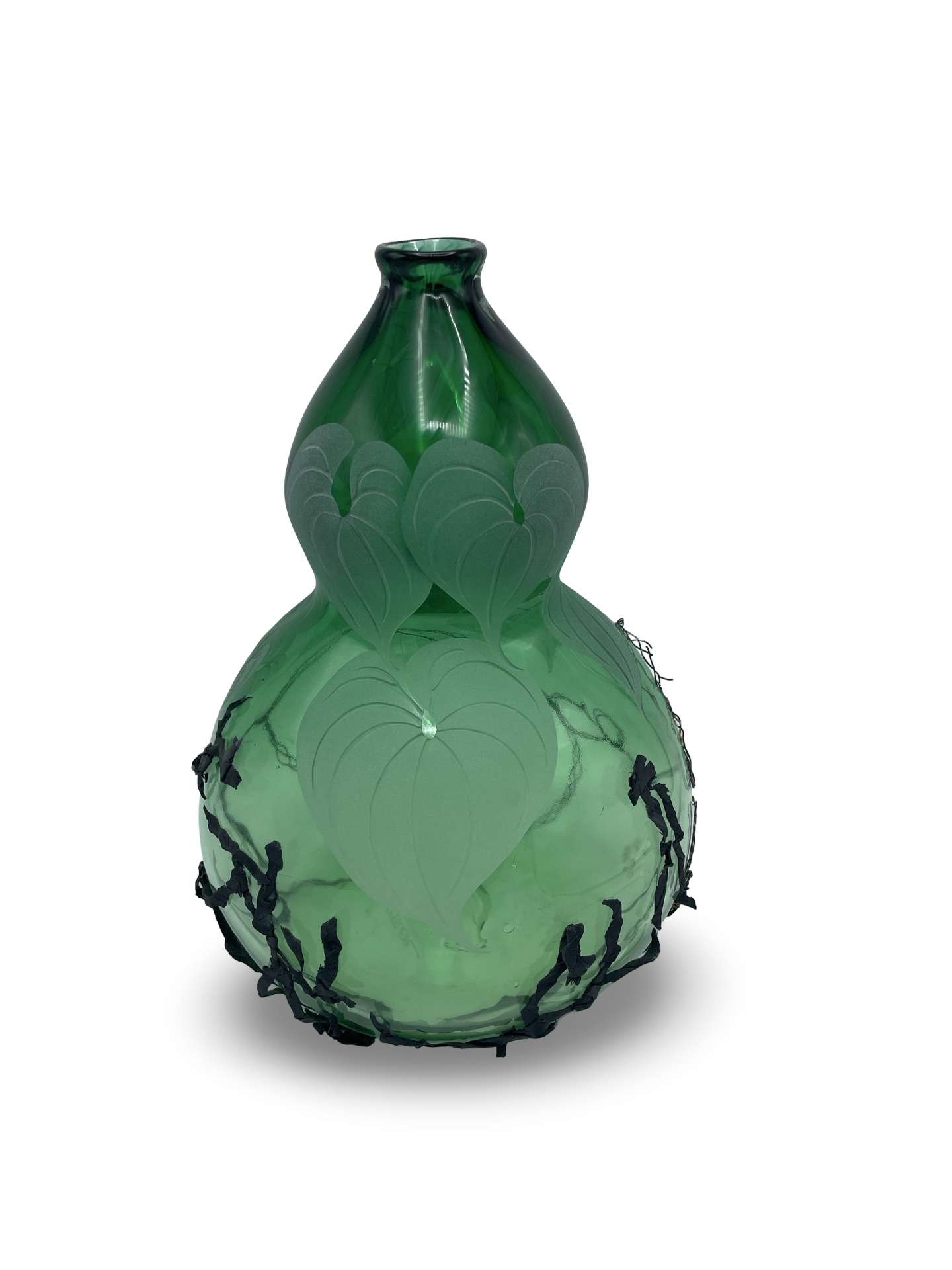 Ipu Heke Copper Weave w/Uhi Leaves Vessel, by Heather Mettler - Image 2