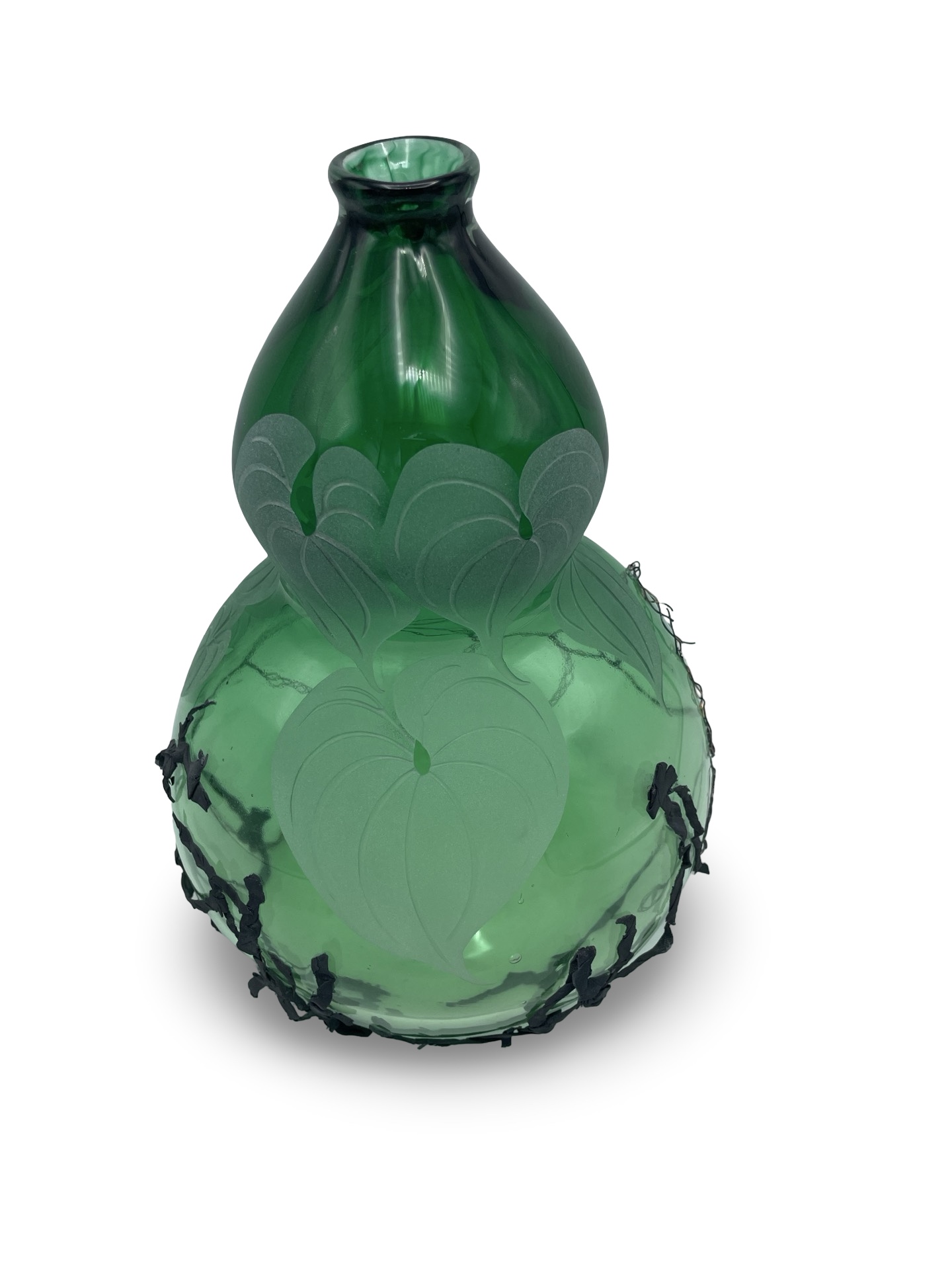 Ipu Heke Copper Weave w/Uhi Leaves Vessel, by Heather Mettler - Image 4