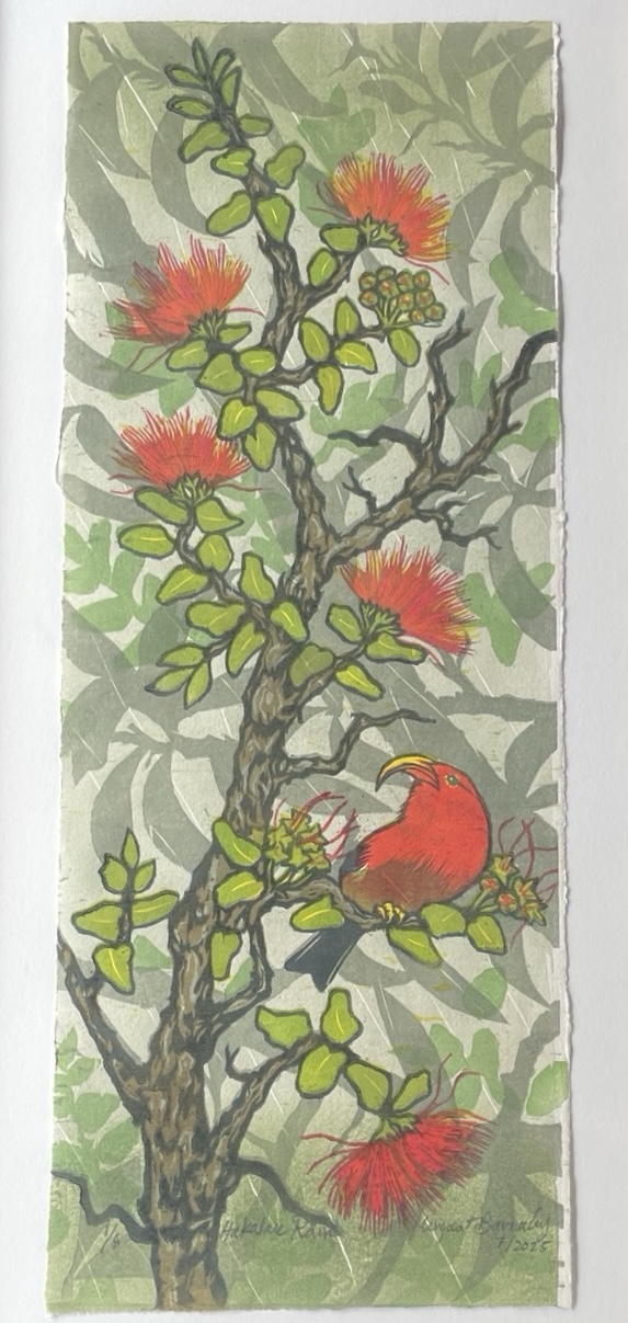 Hakalau Rain Woodblock Print by Margaret Barnaby - Image 3