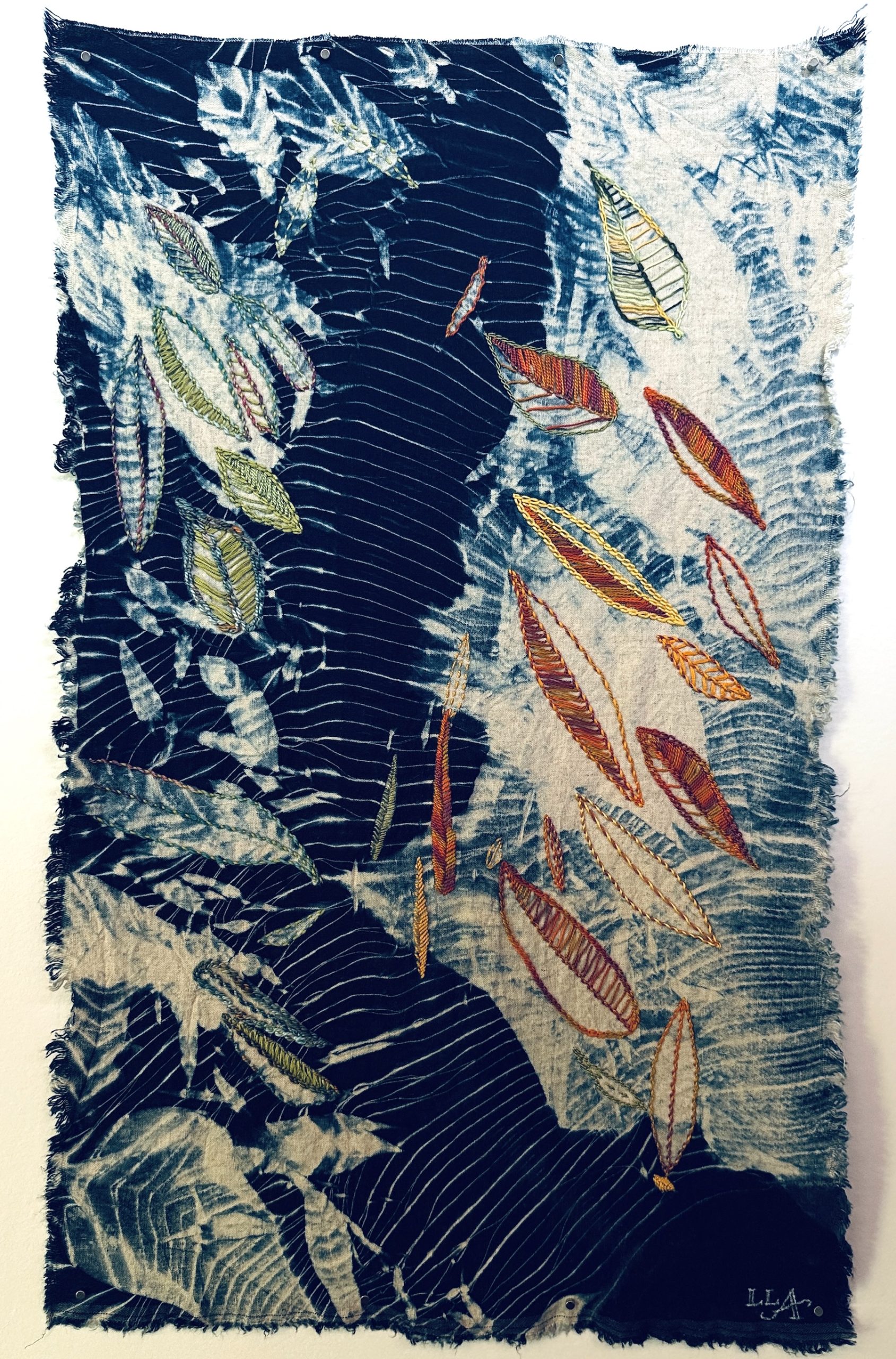 Shibori Flying, Falling Leaves, by Lisa Louise Adams