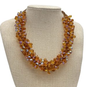 Four Strand Amber Colored Glass Necklace by Christina Skaggs