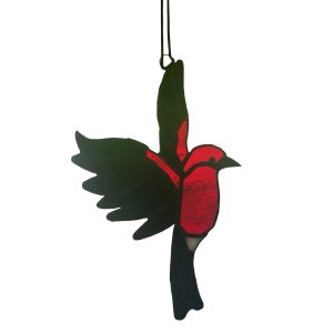 ʻApapane Wings Up Stained Glass, by Claudia McCall