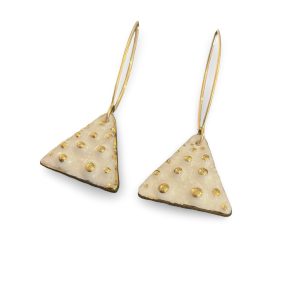 White Urchin, Triangle, Porcelain Earrings by Kimberly Langston Hagen